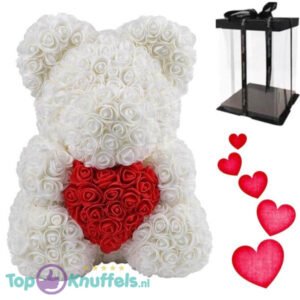 Whitete Pinkn Bear Whiteh Red Heart 30 cm in Luxe Geschenkdoos