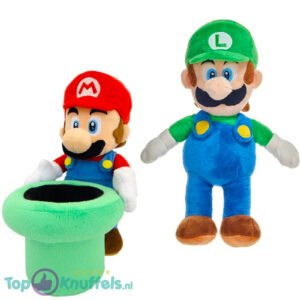 Super Mario Bros Whiteh Warp Pipe + Luigi Plush Toy Set 28 cm
