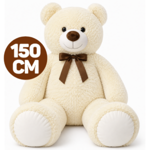 Teddy Bear (Crème) Whiteh Bow Plush Toy XXL 150 cm