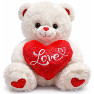 Teddy Bear Lily (White Whiteh Red Heart Love) Plush Toy 30 cm
