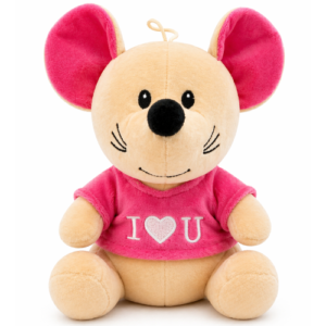 Beige Muis Whiteh Pink T-shirt I Love You Plush Toy 30 cm