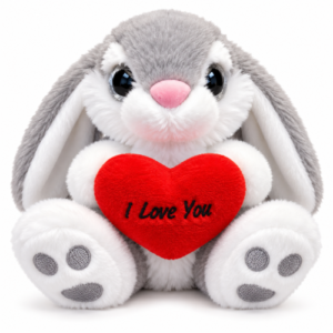 Rabbit Grijs Whiteh Red Heart Plush Toy 20 cm