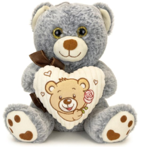 Teddy Bear Grijs Whiteh Heart en Bow Plush Toy 30 cm
