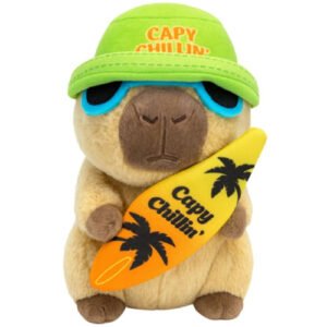 Capibara Whiteh Surfplank Greene Hoed Plush Toy 26 cm