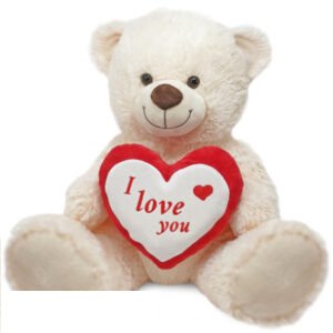 Teddy Bear Whiteh Heart “I Love You” Plush Toy (Beige) 75 cm