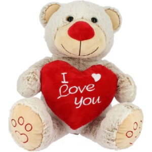 Teddy Bear Grijs Whiteh Red Heart I Love You Plush Toy 45 cm