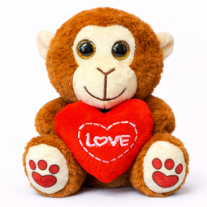Monkey Whiteh Love Heart Mini Plush Toy 14 cm