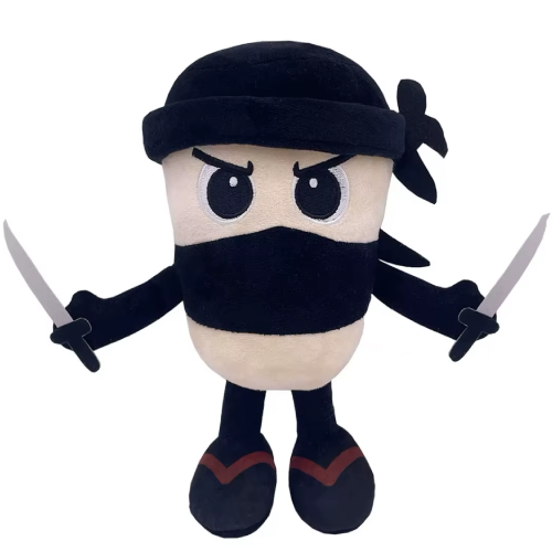 Cappuccino Assassino Italian Brainrot Plush Toy 23 cm – Samurai Ninja Koffiebeker