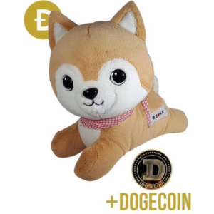 Doge Shiba Plush Toy Dog 25 cm + Dogecoin Munt