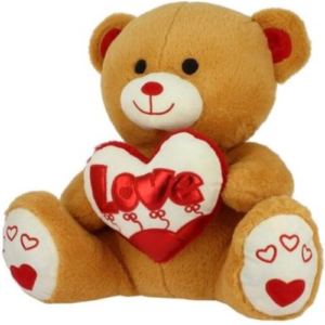 Teddy Bear (Brown) Whiteh Heart Love Plush Toy 20 cm