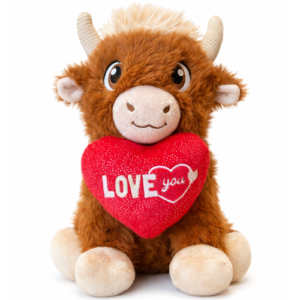 Schotse Hooglander (Brown) Whiteh Heart Plush Toy 30 cm