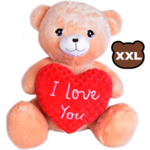 Teddy Bear Brown Whiteh Red Heart “I Love You” Plush Toy XXL 110 cm