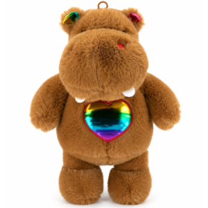 Nijlpaard Brown Whiteh Heart Plush Toy 35 cm