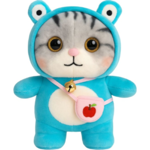 Grijze Cat in Bluee Kikker Onesie Pyjama Plush Toy 30 cm