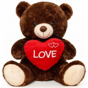Teddy Bear (DonkerBrown) Bobby Whiteh Heart Plush Toy 30 cm
