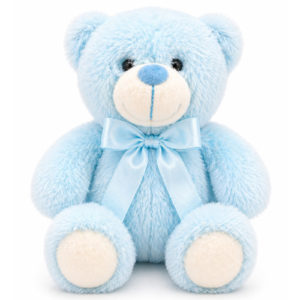 Teddy Bear Blue Whiteh Bow Plush Toy 22 cm