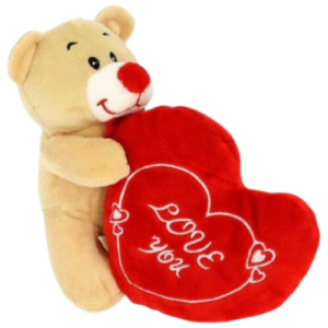 Teddy Bear Standing Whiteh Red Heart Plush Toy 20 cm