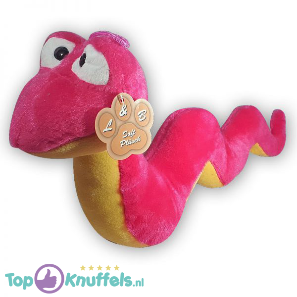 Pluche Slang Pink/Yellow Plush 35 cm