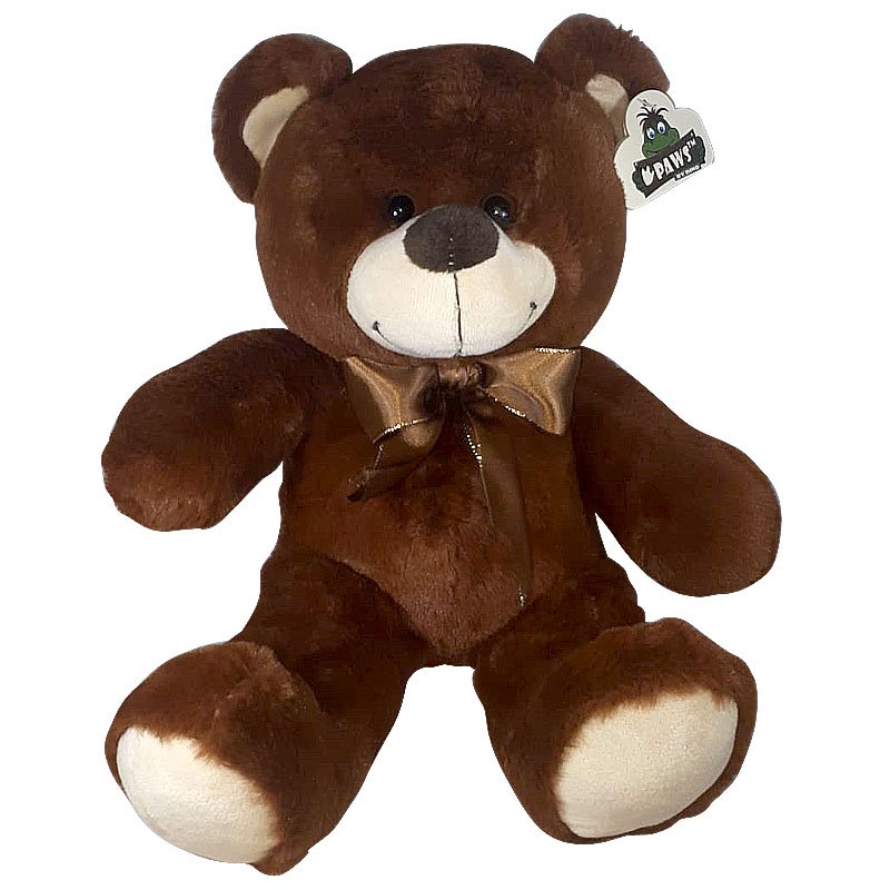 Teddy Bear Whiteh Bow DonkerBrown 38cm