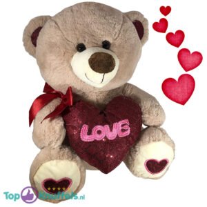 Teddy Bear Whiteh Heart ‘Love’ (LichtBrown) 26cm