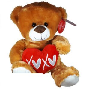 Teddy Bear Whiteh Heart Brown Plush 32cm
