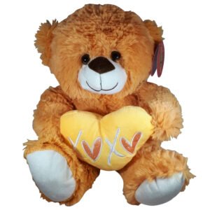 Teddy Bear Whiteh Heart Oranje Plush 32cm