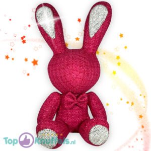 Rabbit (DonkerPink) Whiteh Diamant Steentjes Plush Toy 38 cm