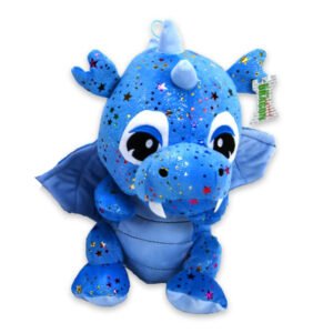 Bluee Pluche Draak Plush Whiteh glitter sterren 33cm