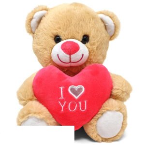 Teddy Bear Cuddle (LichtBrown Whiteh Pink Heart) Plush Toy 30 cm