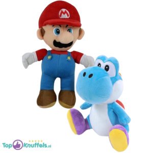 Super Mario 28 cm + Yoshi Blue 20 cm Plush Toy Set