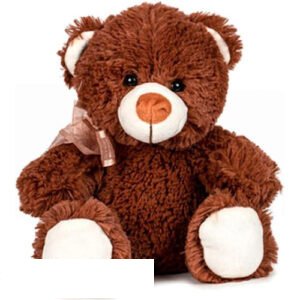 Teddy Bear Fuzzy Brown Whiteh Bowje Plush Toy 20 cm