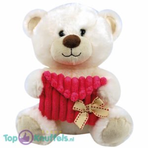 Teddy Bear Creme White Whiteh Pink Enveloppe 20 cm
