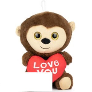 Monkey Brown Whiteh Love You Red Heart Plush Toy 30 cm
