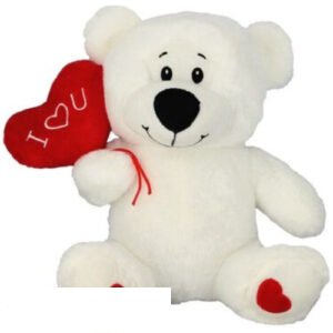 Teddy Bear (White) Whiteh Ballon Heart Plush Toy 50 cm