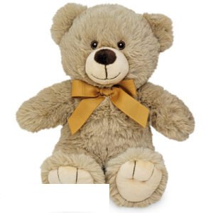 Teddy Bear Grijs Whiteh Bow Goud 28 cm