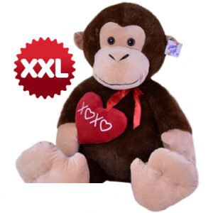 Monkey Whiteh Red Heart Plush Toy XXL 110 cm