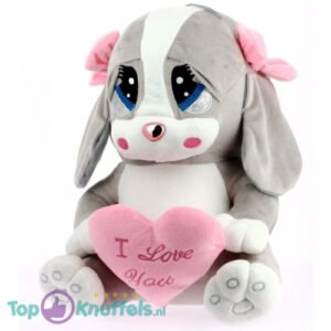 Puppy Dog Whiteh Pink I Love You Heart Plush Toy 42 cm