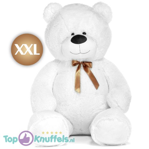 Teddy Bear Whiteh Bow Plush Toy (White) (Extra Large) XXL 130 cm